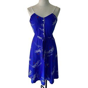 Jack Hartley Inc. Miami Vintage 70s Womens A-Line Dress Size XS Blue Midi Belted